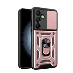 Hybrid Armor Camshield with Stand and Camera Cover for Samsung Galaxy A56 - Pinkeng