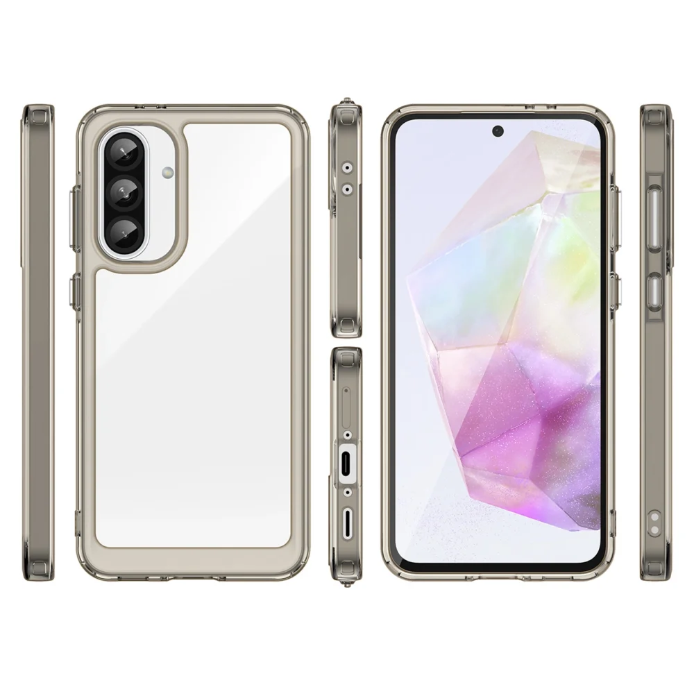 Outer Space Case for Samsung Galaxy A56 Cover with Flexible Frame - Semi-Transparent, Blackeng