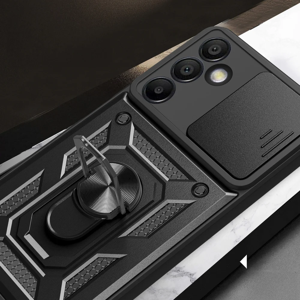 Hybrid Armor Camshield with Stand and Camera Cover for Samsung Galaxy A26 - Blackeng