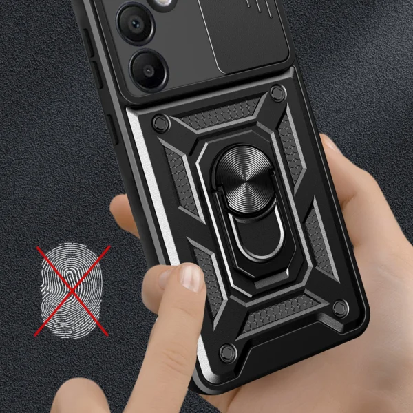 Hybrid Armor Camshield with Stand and Camera Cover for Samsung Galaxy A26 - Blackeng