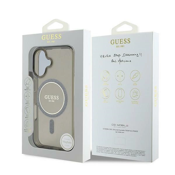 Guess IML Glitter Circle MagSafe case for iPhone 16 - blackeng