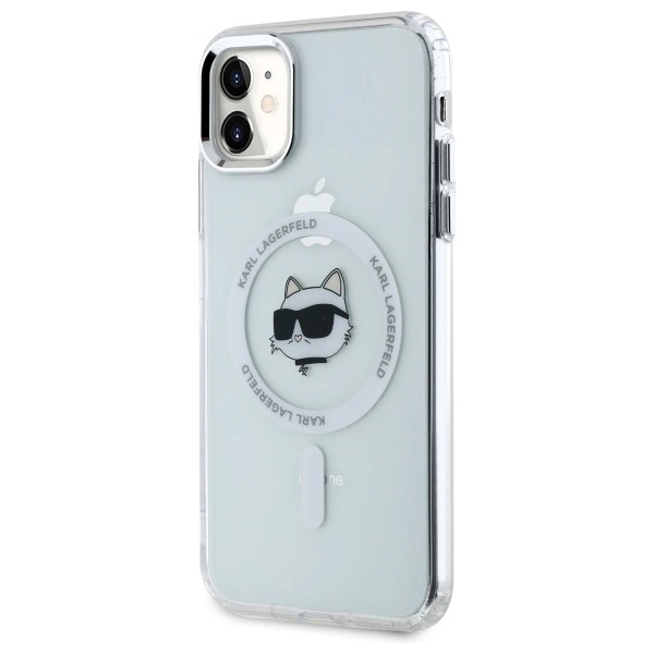 Karl Lagerfeld IML Metal Choupette Head MagSafe iPhone 11 Case - Whiteeng