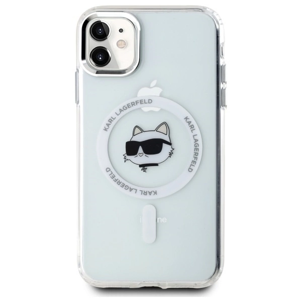 Karl Lagerfeld IML Metal Choupette Head MagSafe iPhone 11 Case - Whiteeng