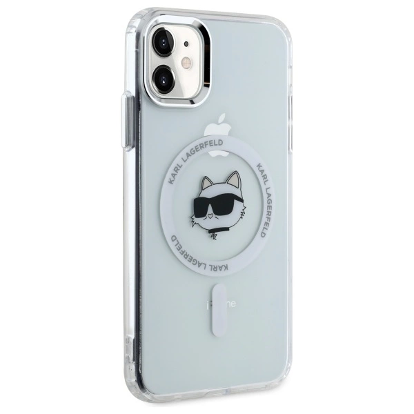 Karl Lagerfeld IML Metal Choupette Head MagSafe iPhone 11 Case - Whiteeng