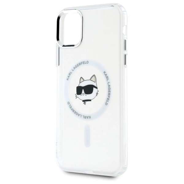 Karl Lagerfeld IML Metal Choupette Head MagSafe iPhone 11 Case - Whiteeng