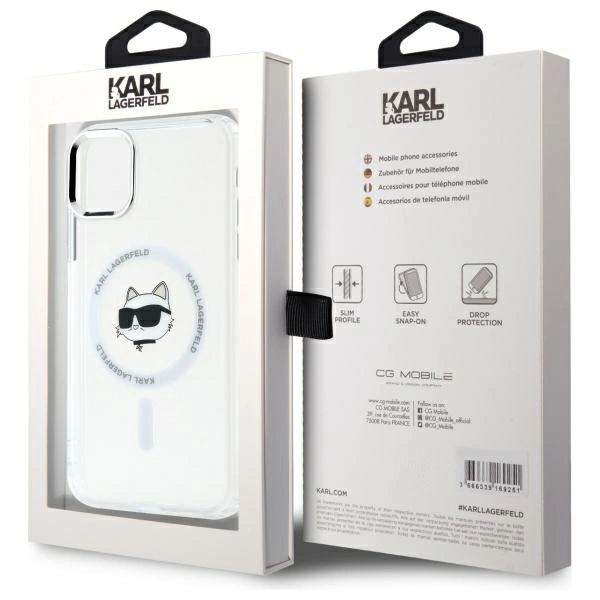 Karl Lagerfeld IML Metal Choupette Head MagSafe iPhone 11 Case - Whiteeng