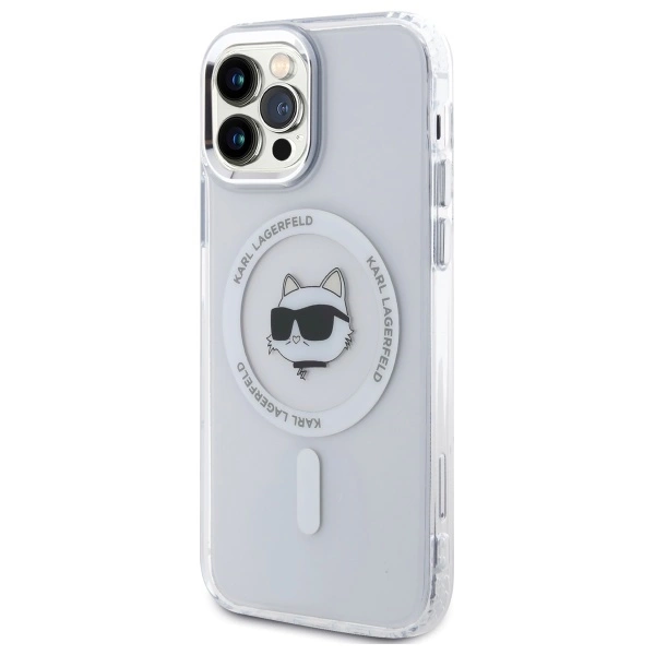 Karl Lagerfeld IML Metal Choupette Head MagSafe iPhone 12 Case - Whiteeng