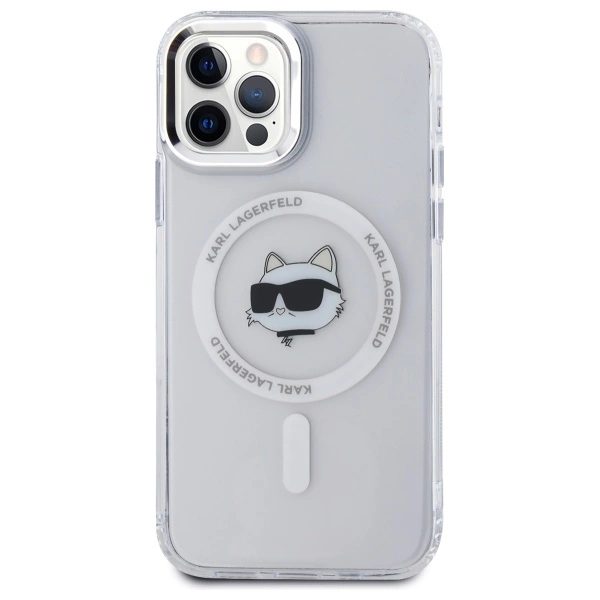 Karl Lagerfeld IML Metal Choupette Head MagSafe iPhone 12 Case - Whiteeng