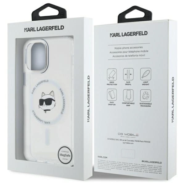Karl Lagerfeld IML Metal Choupette Head MagSafe iPhone 12 Case - Whiteeng