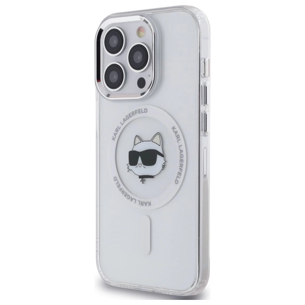 Karl Lagerfeld IML Metal Choupette Head MagSafe iPhone 13 Case - Whiteeng
