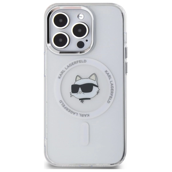 Karl Lagerfeld IML Metal Choupette Head MagSafe iPhone 14 Pro Case - Whiteeng