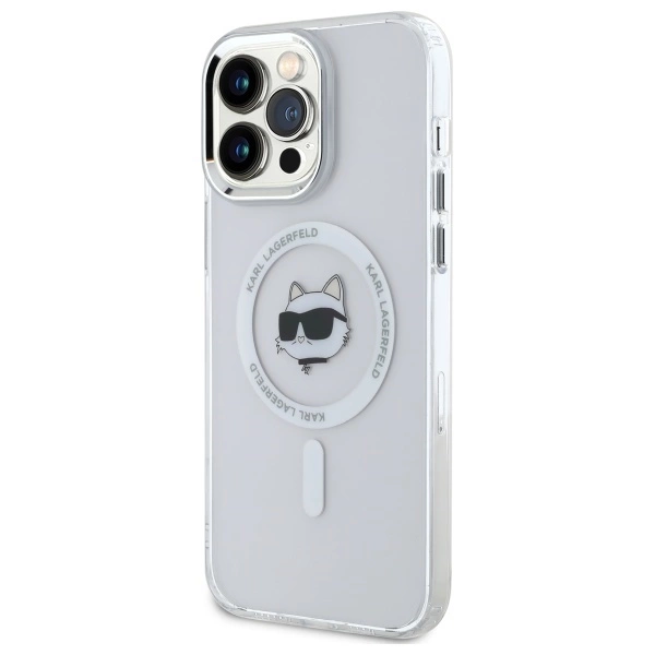 Karl Lagerfeld IML Metal Choupette Head MagSafe Case for iPhone 14 Pro Max - Whiteeng