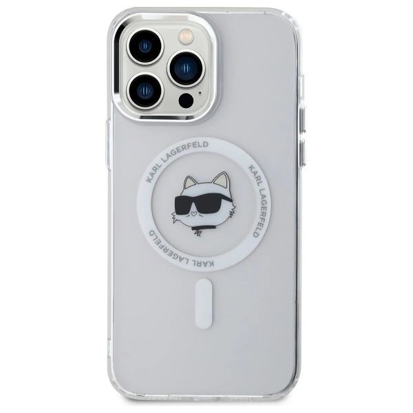 Karl Lagerfeld IML Metal Choupette Head MagSafe Case for iPhone 14 Pro Max - Whiteeng