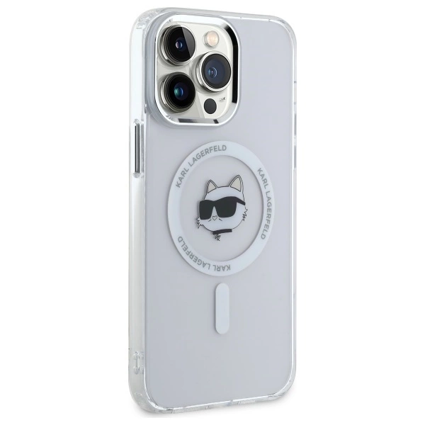 Karl Lagerfeld IML Metal Choupette Head MagSafe Case for iPhone 14 Pro Max - Whiteeng