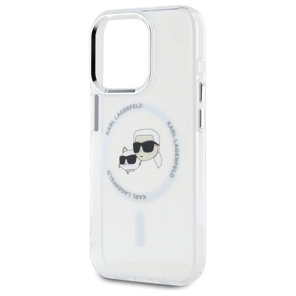Karl Lagerfeld IML Metal Karl&Choupette Head MagSafe iPhone 15 Pro Case - Whiteeng