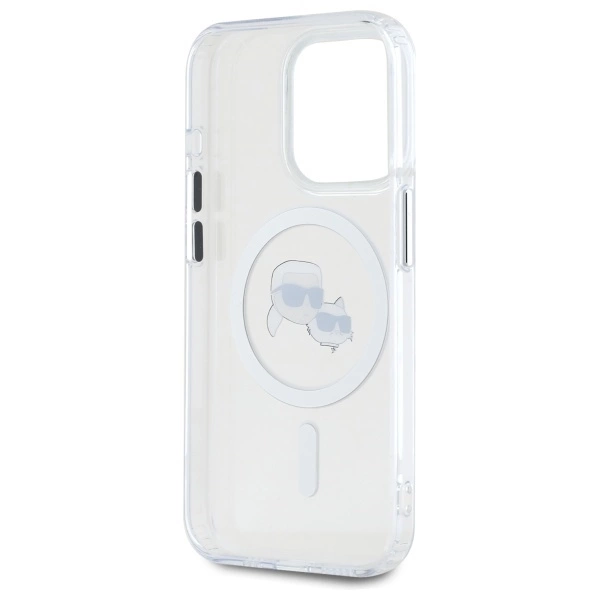 Karl Lagerfeld IML Metal Karl&Choupette Head MagSafe iPhone 15 Pro Case - Whiteeng