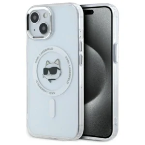 Karl Lagerfeld IML Metal Choupette Head MagSafe iPhone 15 Plus Case - Whiteeng