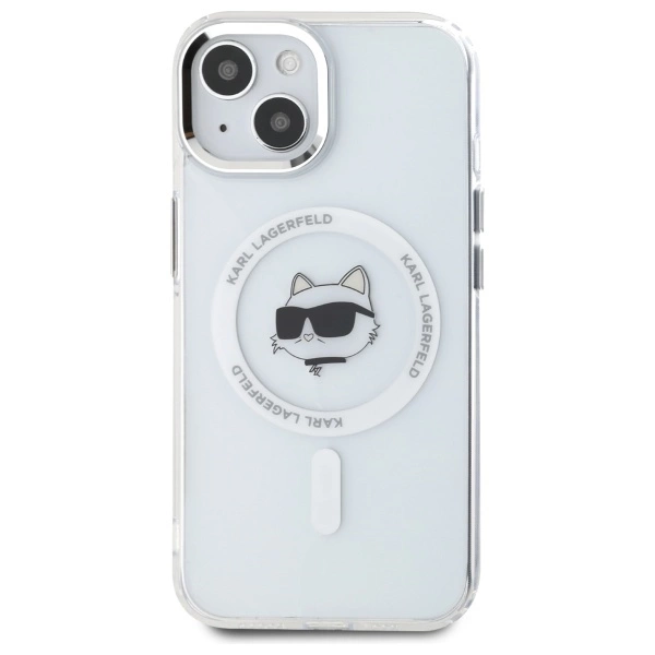Karl Lagerfeld IML Metal Choupette Head MagSafe iPhone 15 Plus Case - Whiteeng