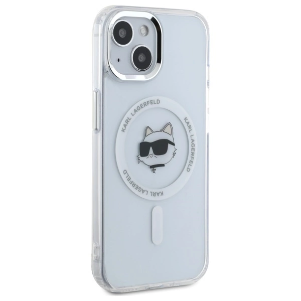 Karl Lagerfeld IML Metal Choupette Head MagSafe iPhone 15 Plus Case - Whiteeng