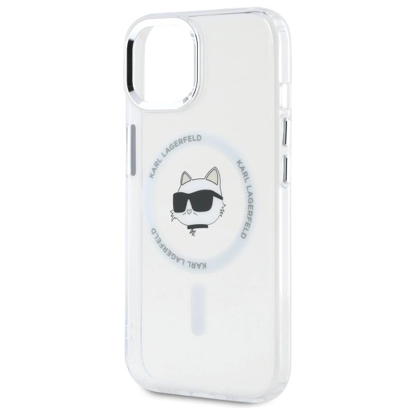 Karl Lagerfeld IML Metal Choupette Head MagSafe iPhone 15 Plus Case - Whiteeng