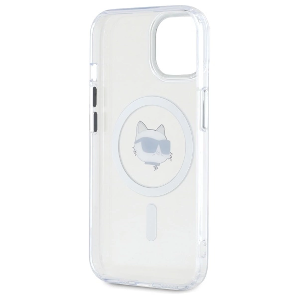 Karl Lagerfeld IML Metal Choupette Head MagSafe iPhone 15 Plus Case - Whiteeng