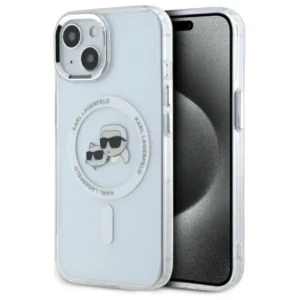 Karl Lagerfeld IML Metal Karl&Choupette Head MagSafe iPhone 15 Case - Whiteeng