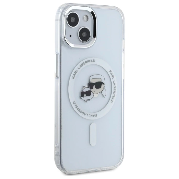 Karl Lagerfeld IML Metal Karl&Choupette Head MagSafe iPhone 15 Case - Whiteeng