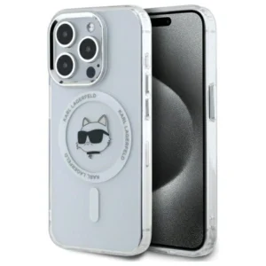 Karl Lagerfeld IML Metal Choupette Head MagSafe Case for iPhone 15 Pro Max - Whiteeng