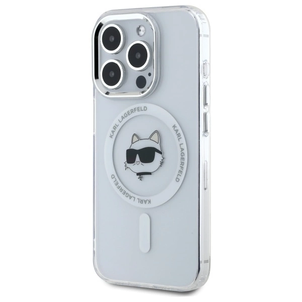 Karl Lagerfeld IML Metal Choupette Head MagSafe Case for iPhone 15 Pro Max - Whiteeng