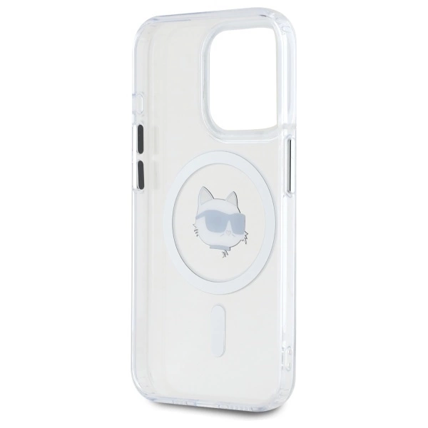 Karl Lagerfeld IML Metal Choupette Head MagSafe Case for iPhone 15 Pro Max - Whiteeng