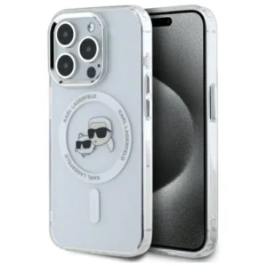 Karl Lagerfeld IML Metal Karl&Choupette Head MagSafe Case for iPhone 15 Pro Max - Whiteeng