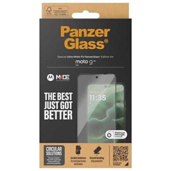 PanzerGlass Screen Protection Ultra-Wide Fit Tempered Glass for Motorola Moto G35 5Geng