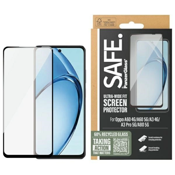 Szkło hartowane SAFE by PanzerGlass Screen Protection Ultra-Wide Fit na Oppo A60 4G / A60 5G  / A3 4G / A3 Pro 5G / A80 5Gpol