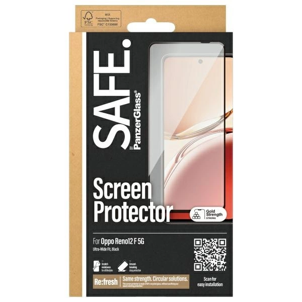 Szkło hartowane SAFE by PanzerGlass Screen Protection Ultra-Wide Fit na Oppo Reno12 F 5Gpol