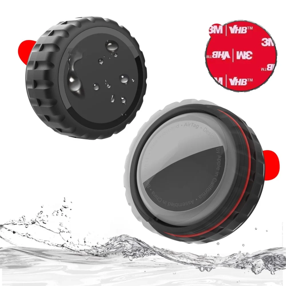 Apple AirTag Case, Screw-On, Waterproof, Self-Adhesive - Blackeng