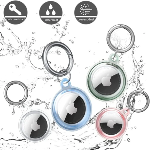Apple AirTag waterproof case - transparent, green, blue, pink - 4 pieceseng