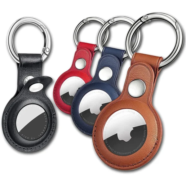 Apple AirTag PU Leather Case - Black, Brown, Red, Blue - 4 pieceseng