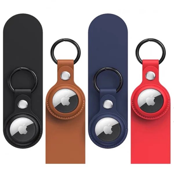 Apple AirTag PU Leather Case - Black, Brown, Red, Blue - 4 pieceseng