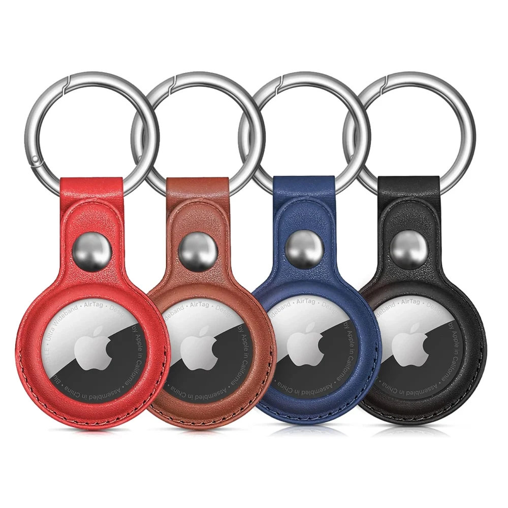 Apple AirTag PU Leather Case - Black, Brown, Red, Blue - 4 pieceseng