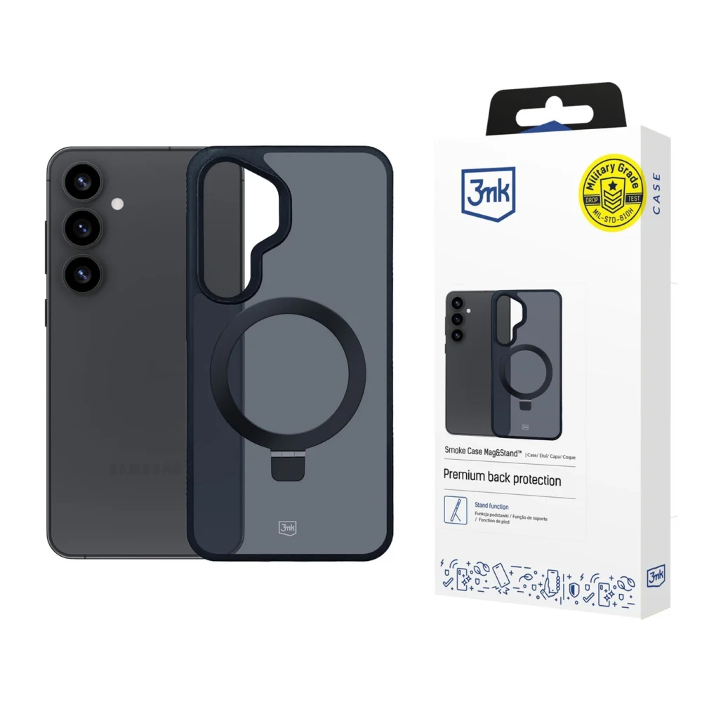 3mk Smoke Case Mag&Stand for Samsung Galaxy S25+ - blackeng