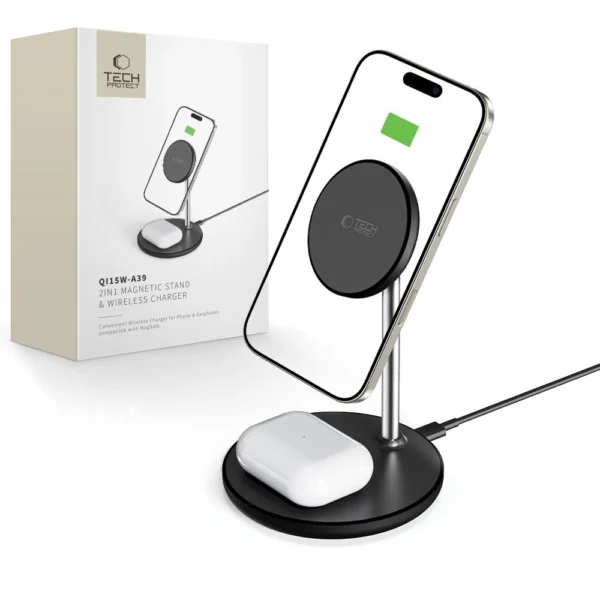Tech-Protect QI15W-A39 2in1 MagSafe Charging Station - Blackeng