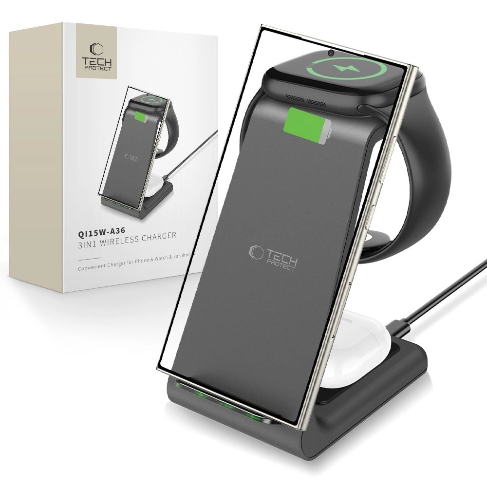 Tech-Protect QI15W-A36 3in1 Charging Station for Android - Blackeng