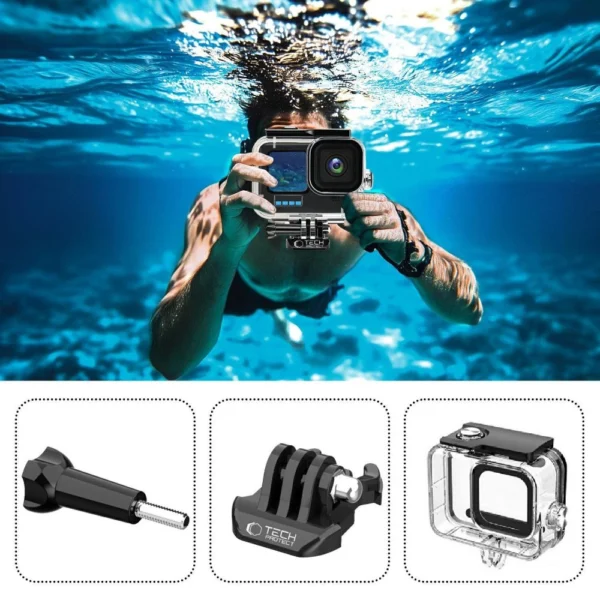 Tech-Protect GA200 Waterproof Case for GoPro Hero 9 / 10 / 11 / 12 - Transparenteng