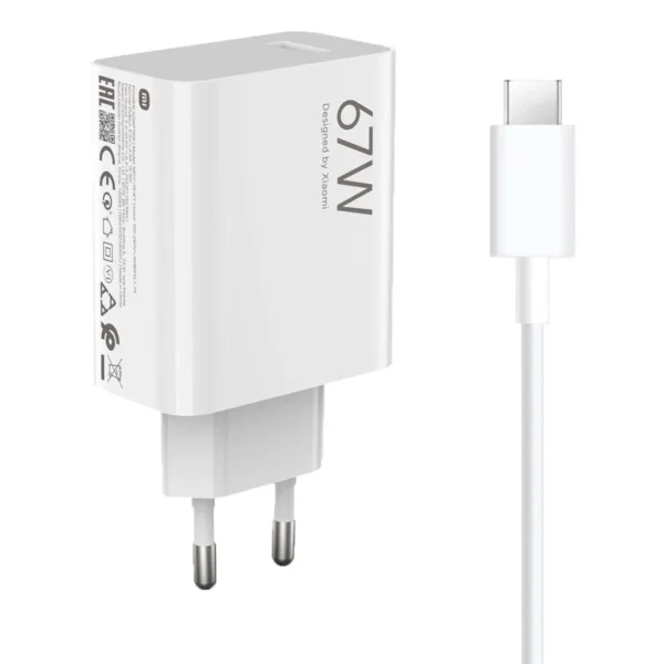 Ładowarka sieciowa Xiaomi BHR9465EU 67W 6.2A USB-A z kablem USB-C - białapol
