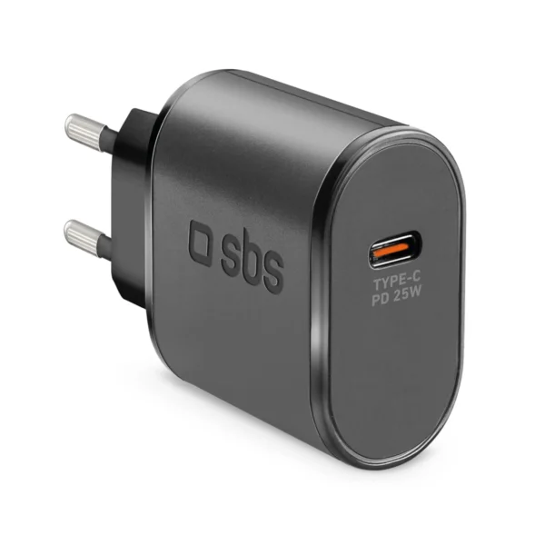 SBS TETR1CPD25 25W USB-C Wall Charger with Power Delivery - Blackeng