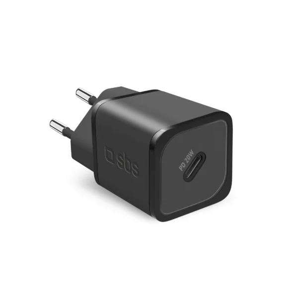 SBS TETRGAN1C20K 20W GaN USB-C Wall Charger with Power Delivery - Blackeng