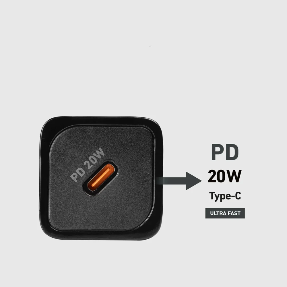 SBS TETRGAN1C20K 20W GaN USB-C Wall Charger with Power Delivery - Blackeng
