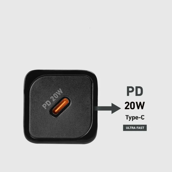 SBS TETRGAN1C20K 20W GaN USB-C Wall Charger with Power Delivery - Blackeng