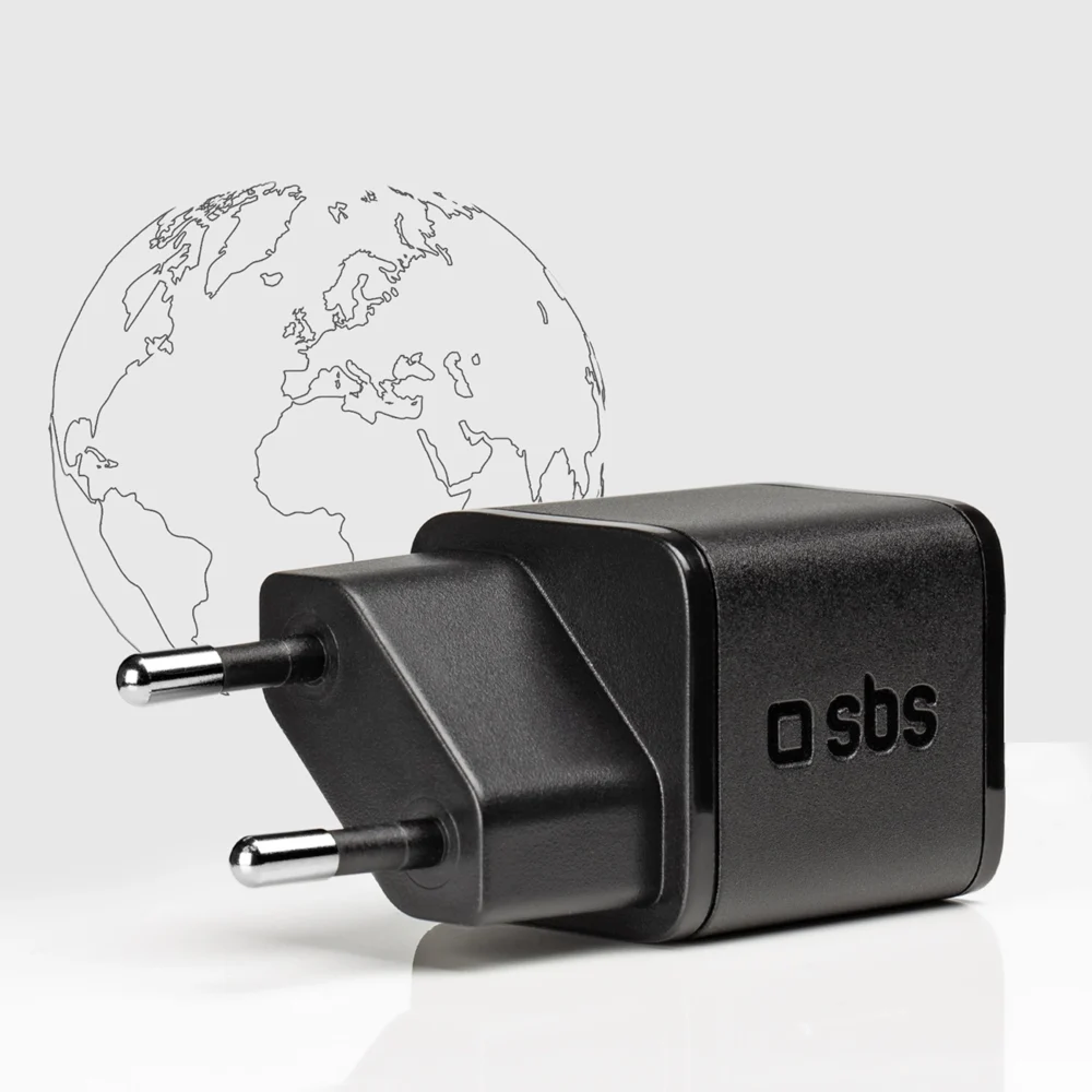 SBS TETRGAN1C20K 20W GaN USB-C Wall Charger with Power Delivery - Blackeng