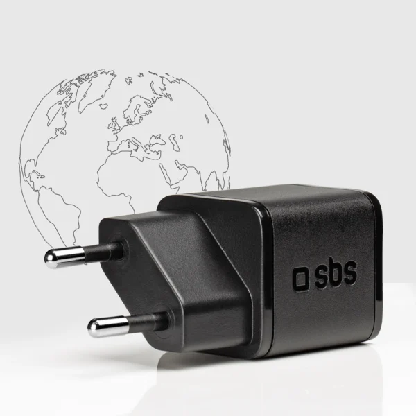SBS TETRGAN1C20K 20W GaN USB-C Wall Charger with Power Delivery - Blackeng